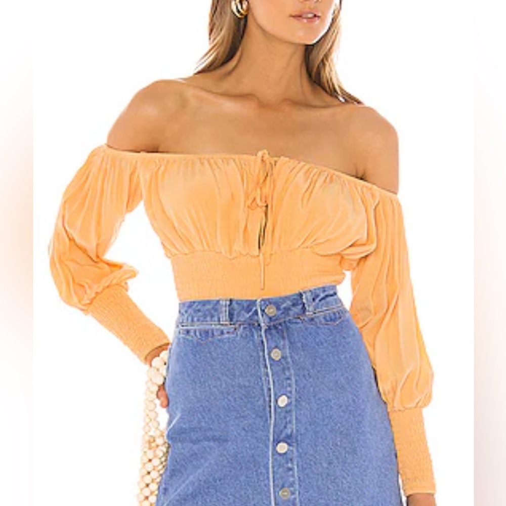 Lovers + Friends Off-Shoulder Orange Top
